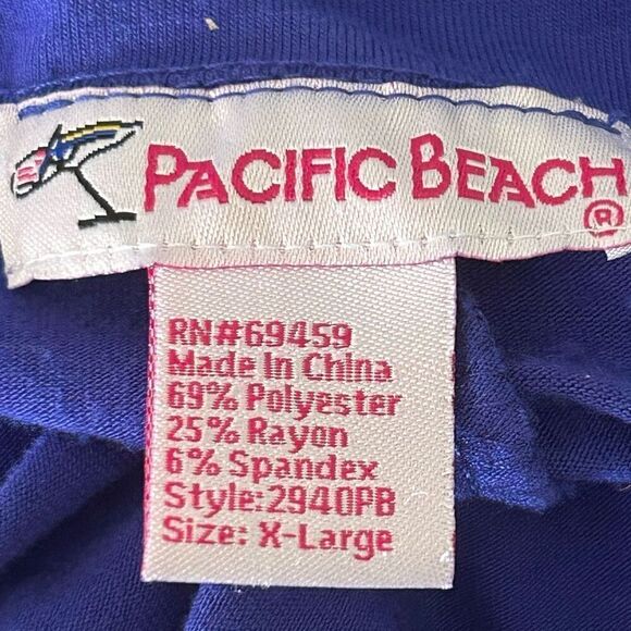 Pacific Beach Swim Cover-Up Mini Dress Women's XL Blue Strapless Rayon Blend - Picture 6 of 7